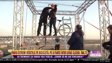 Pariu extrem. Vali Vijelie a făcut spectacol pe biclietă la 11 metri înălţime!