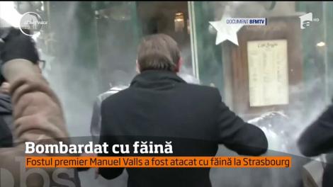 Fostul premier francez Manuel Valls, atacat cu făină