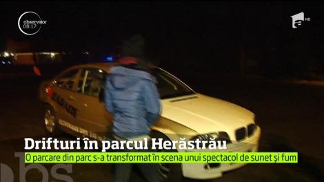 O parcare din Herăstrău s-a tranformat pentru o oră în pistă pentru amatorii de senzaţii tari la volan