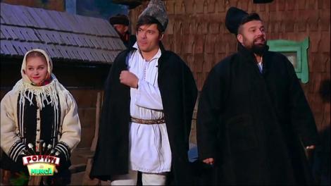Vedetele cântă colinde, îmbrăcați în portul popular, specific Bucovinei