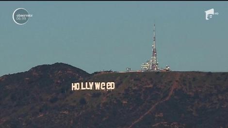 Celebra inscripţie "Hollywood", de pe dealul care domină cartierul cu acelaşi nume, a devenit "HOLLYWEED"