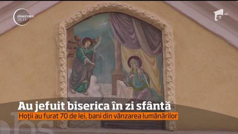 Hoții au jefut o biserică în zi sfântă și au furat 70 de lei, bani din vânzarea lumânărilor