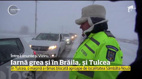 În Tulcea, o mașină a rămas blocată aproape de localitatea Sâmbăta Nouă
