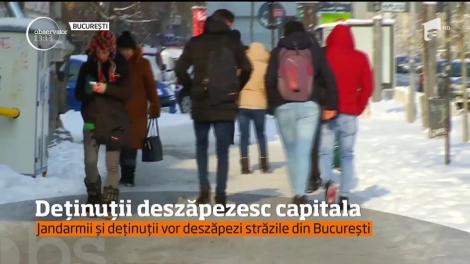 Jandarmii și deținuții vor deszăpezi străzile din București