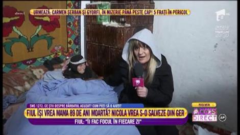 Fiul bătrânei de 89 de ani "Îi fac focul în fiecare zi"