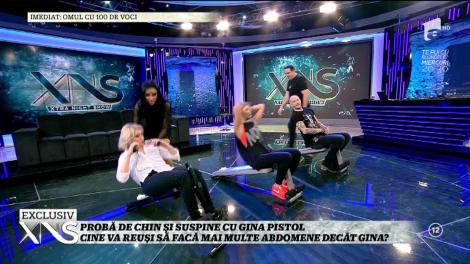 Probă de chin şi suspine cu Gina Pistol! Cine a reuşit să facă mai multe abdomene decât frumoasa blondă?