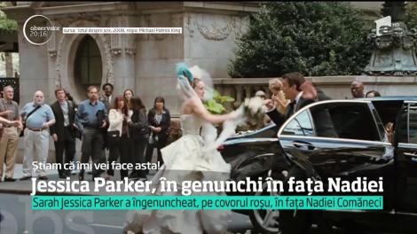Sarah Jessica Parker, în genunchi în fața Nadiei Comăneci, la decernarea Globurilor de Aur