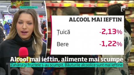 Cresc preţurile la alimente, dar scad la alcool
