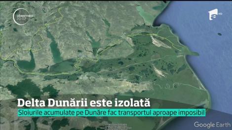 Sloiurile acumulate pe Dunăre fac transportul aproape imposibil