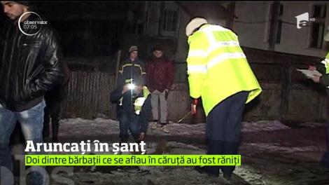 Căruță spulberată pe un drum european. Trei bărbați au fost proiectaţi câţiva metri în aer şi aruncaţi apoi într-un şanţ!