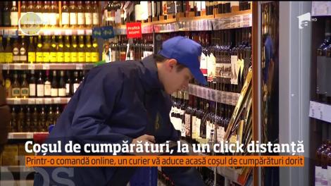 Coșul de cumpărături, la un click distanță. Printr-o comandă online, un curier vă aduce acasă cumpărăturile dorite