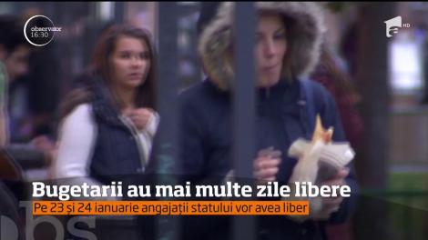 Bugetarii au mai multe zile libere. Pe 23 și 24 ianuarie angajații statului vor avea liber