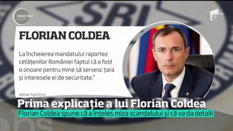 Generalul SRI Florian Coldea şi-a explicat gestul retragerii într-o declaraţie de presă