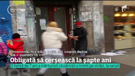 Imagini șocante! Are doar șapte ani și este obligată de părinți să cerșească: "Eu nu mănânc nimic. Am o surioară și trebuie să-i iau lapte" (VIDEO)