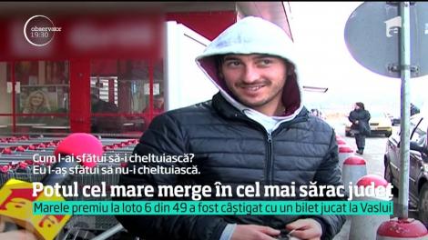 Unul dintre cele mai sărace judeţe din România are un nou milionar în lei. Un vasluian a câştigat marele premiu la extragerea 6 din 49