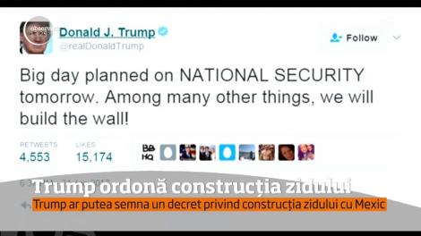 Trump ar putea semna un decret privind construcția zidului cu Mexic