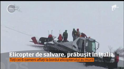 Elicopter de salvare, prăbușit în Italia. Toti cei șase oameni aflați la bordul elicopterului au murit