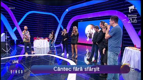 Cea mai tare probă la Uniplay Show! Diana Munteanu a învins o armată de băieți și trei fete superbe în proba „Cântecului fără sfârșit”