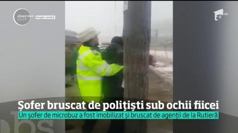 Scandal monstru în Târgu Cărbuneşti. Un șofer a fost bruscat de polițiști, chiar sub ochii fiicei