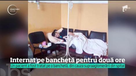 Un pacient al spitalului din Mediaş a fost internat pe o banchetă!