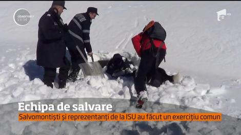 Echipa de salvare. Salvomontiști și reprezentați de la ISU au făcut un exercițiu comun