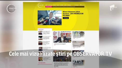 Cele mai vizualizate știri pe OBSERVATOR.TV