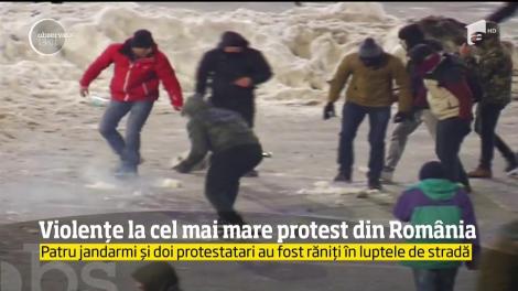 Violențe la cel mai mare protest din România