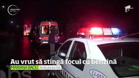 Doi bărbaţi din localitatea Bobâlna se zbat între viaţă şi moarte după ce au încercat să stingă focul din sobă cu benzină!