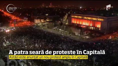 A patra seară de proteste în Capitală. 150 de mii de oameni au cântat imnul, la unison, în Piaţa Victoriei