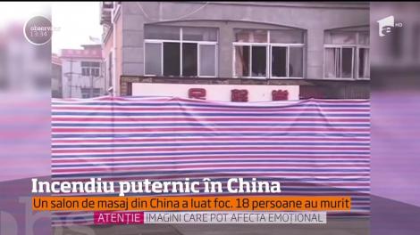 Incendiu puternic în China. Un salon de masaj a luat foc. 18 persoane au murit
