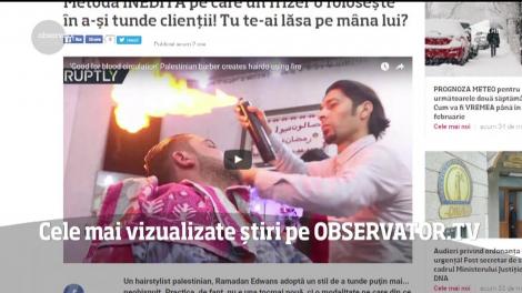 Frizerul care are o metodă neortodoxă de a tunde părul, în topul ştirilor de pe Observator.TV