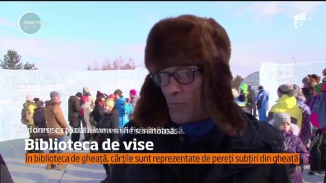 În biblioteca de gheață, cărțile sunt reprezentate de pereți subțiri din gheață