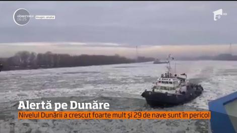 Alertă pe Dunăre! Nivelul Dunării a crescut foarte mult și 29 de nave sunt în pericol