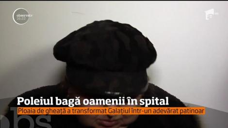 Ploaia de gheaţă a transformat Galaţiul într-un adevărat patinoar