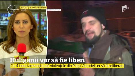 Cei patru tineri arestaţi după protestele violente din Piaţa Victoriei, cer să fie liberi