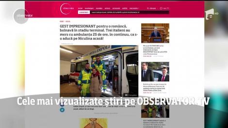 Cele mai vizualizate știri pe Observator.TV