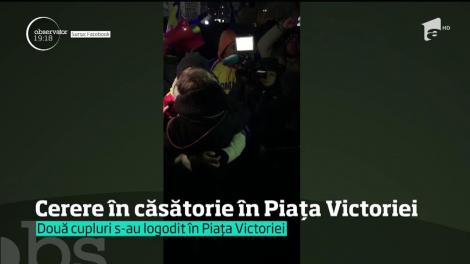Proteste în Piaţa Victoriei, ziua 13. Doi protestatari şi-au cerut iubitele de soţii