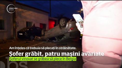 Un şofer grăbit a avariat patru maşini într-o intersecţie din Tulcea