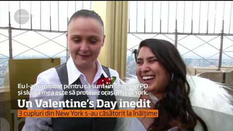 Un Valentine's Day inedit. 3 cupluri din New York s-au căsătorit la înălțime