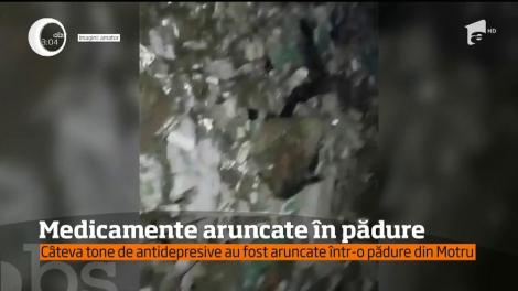Medicamente aruncate în pădure. Câteva tone de antidepresive au fost aruncate într-o pădure din Motru