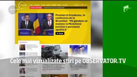 Cele mai vizualizate știri pe Observator.TV