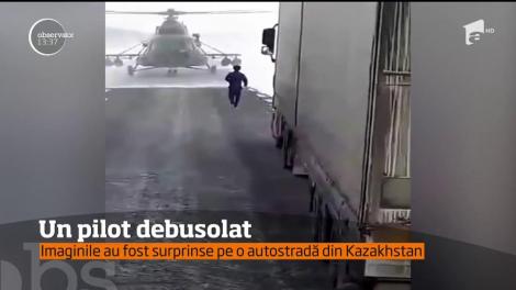 Un pilot... debusolat. Un avion militar a aterizat pe o autostradă din Kazakshtan. Imaginile astea sunt prea tari!