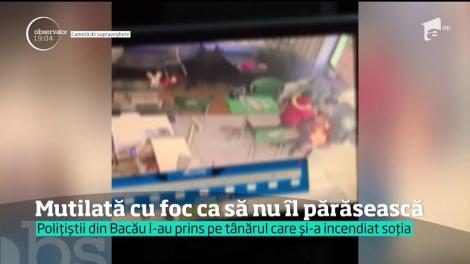 Tânărul care şi-a incendiat soţia într-un restaurant, de faţă cu cei doi copii, s-a predat
