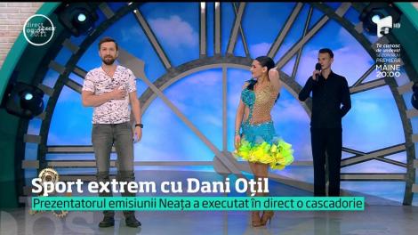 Sport extrem cu Dani Oțil. Prezentatorul emisiunii Neatza a executat în direct o cascadorie