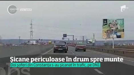 Drumul spre Valea Prahovei se putea încheia tragic pentru mai mulţi şoferi, pe DN 1. Doi dintre ei s-au şicanat în mare viteză, iar jocul periculos a fost filmat