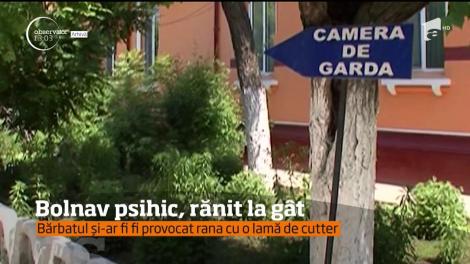 Bolnav psihic, rănit la gât. Bărbatul și-ar fi provocat rana cu o lamă de cutter