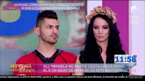 Ali: "Mihaela nu are ce căuta lângă Mihai! Este imatură, iar el este un băiat de nota 60!" Fanii: „Jigodia, mereu a jucat la două capete!”