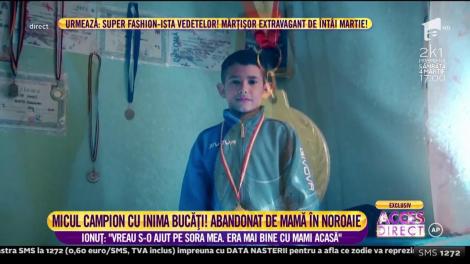 Micul campion cu inima bucăţi! Ionuţ, abandonat de mamă în noroaie, își dorește să o facă mândră pe ”mami”: ”Îmi e dor de ea!”