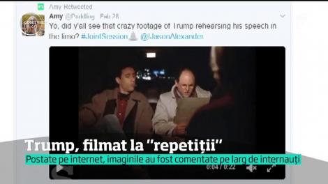 Donald Trump, surprins în limuzină sa în timp ce repeta discursul din faţa Congresului