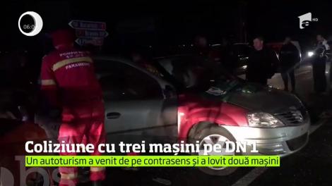 Coliziune cu trei mașini pe DN1